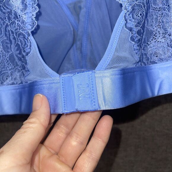 INC SZ LARGE Blue Bralette Lace Cami Wireless Baby Doll Flutter Sleeve NEW $33 - Picture 4 of 9